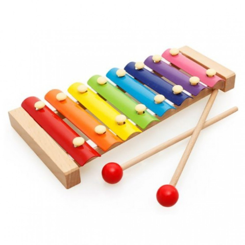 Instrument Muzical Xilofon din Lemn, 8 Note Muzicale, 2 Bete de Percutie, 4-6 Ani, Multicolor [2]