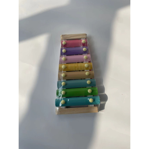 Instrument Muzical Xilofon din Lemn, 8 Note Muzicale, 2 Bete de Percutie, 4-6 Ani, Multicolor Pastel [8]