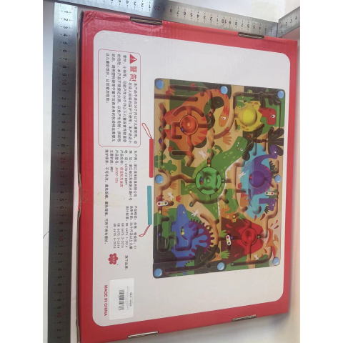 Joc Montessori de Sortare Culori, Creion Magnetic, Tip Labirint Ilustrat, din Lemn, Model Dinozauri, 39x29x1.5 cm [1]