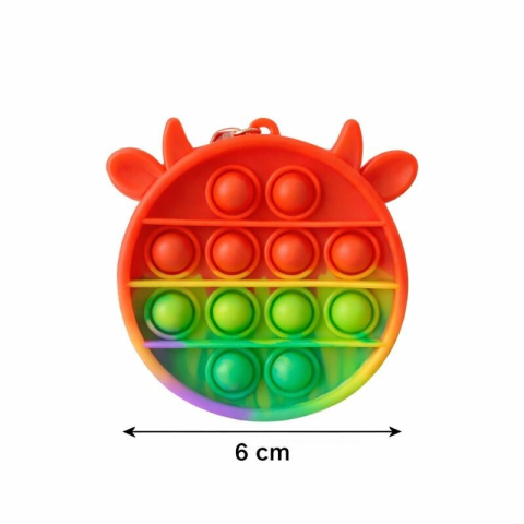 Jucarie Antistres din Silicon, Pop It Now And Flip It, Portofel, 6 cm, Vacuta Multicolor [2]