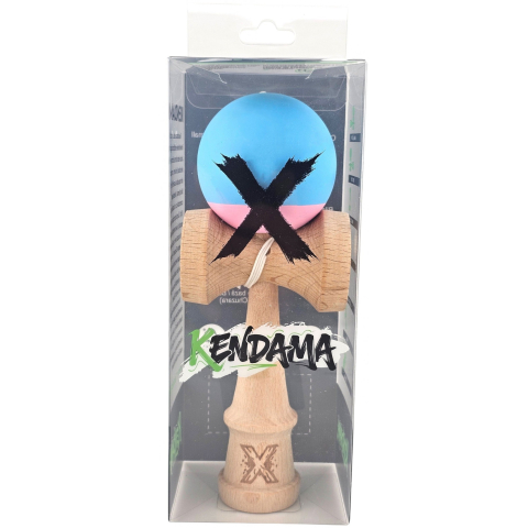 Jucarie Interactiva Kendama Profesionala, din Lemn, 18 cm, Joc de Indemanare pentru Copii si Adulti, Bicolor Turcoaz Roz [3]