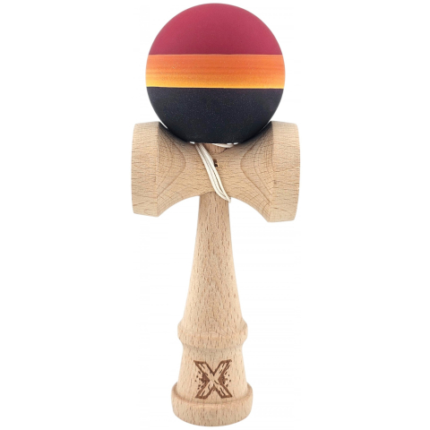 Kendama Rubber Grip - Kendama Originala X, Profesionala, Rubber Grip, din Lemn, 18 cm, Rosu/Galben/Negru