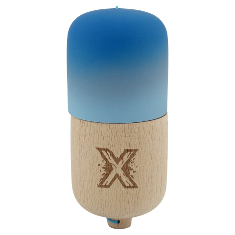 Kendama Pill - Kendama Pill X Originala, Profesionala Model Rubber Grip Pilula, din Lemn, Varsta 9+, Ata 62/65 cm, 11 x 5 x 5 cm, Gradient Albastru/Albastru deschis