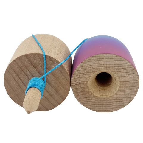 Kendama Pill X Originala, Profesionala Model Rubber Grip Pilula, din Lemn, Varsta 9+, Ata 62/65 cm, 11 x 5 x 5 cm, Gradient Albastru deschis/Rosu [1]