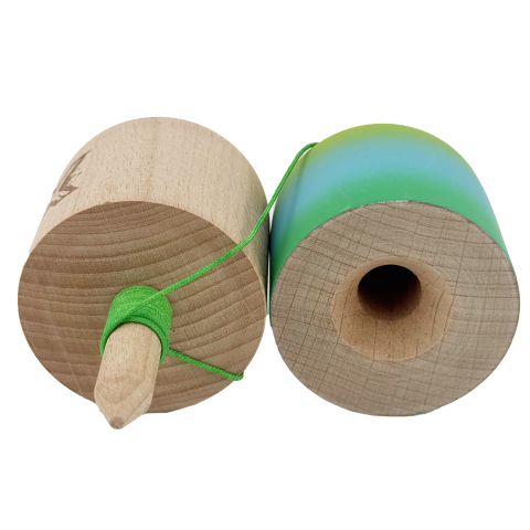 Kendama Pill X Originala, Profesionala Model Rubber Grip Pilula, din Lemn, Varsta 9+, Ata 62/65 cm, 11 x 5 x 5 cm, Gradient Galben/Albastru/Verde [1]