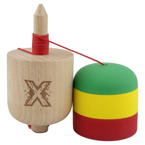Kendama Pill X Originala, Profesionala Model Rubber Grip Pilula, din Lemn, Varsta 9+, Ata 62/65 cm, 11 x 5 x 5 cm, Verde/Galben/Rosu [2]