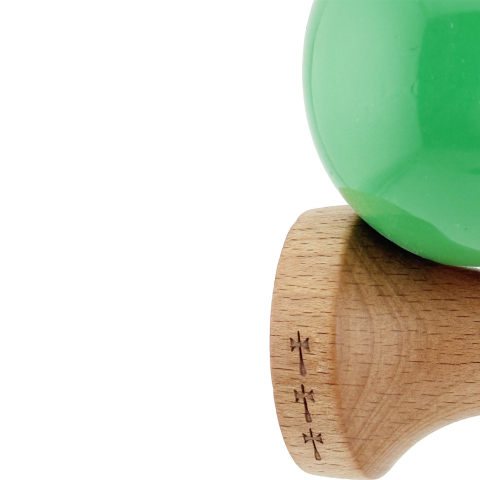 Kendama X Originala, Profesionala, Big Cups V2, Super Sticky cu Cupe Mari, Rulment Metalic, din lemn 18 cm, Ata 55 cm, Albastru/Verde [6]