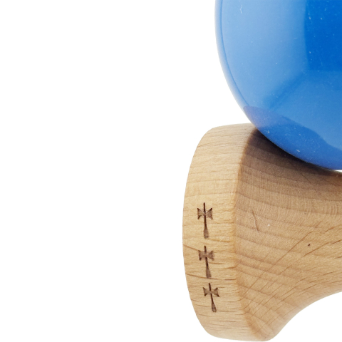 Kendama X Originala, Profesionala, Big Cups V2, Super Sticky cu Cupe Mari, Rulment Metalic, din lemn 18 cm, Ata 55 cm, Mov/Albastru [6]