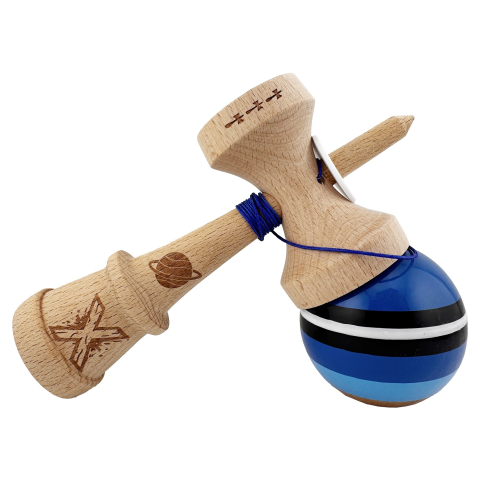Kendama X Originala , Profesionala, Cupe Mari KING SIZE V3, Super Sticky, Gaura in Baza, Rulment Metalic, din lemn 18 cm, Ata 62/65 cm - Planet Blue starry sky [4]