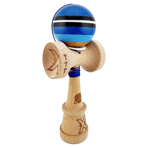 Kendama Super Sticky V3 Cupe Mari - Kendama X Originala , Profesionala, Cupe Mari KING SIZE V3, Super Sticky, Gaura in Baza, Rulment Metalic, din lemn 18 cm, Ata 62/65 cm - Planet Blue starry sky