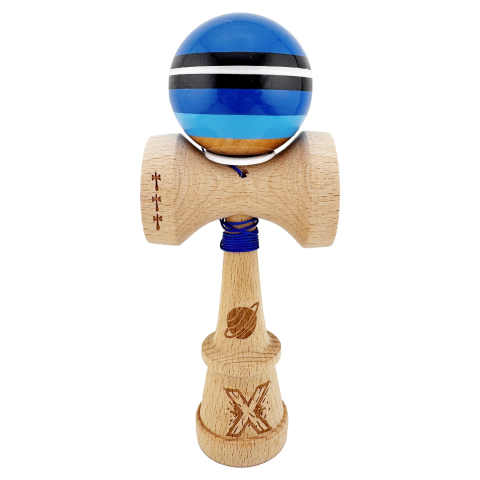 Kendama X Originala , Profesionala, Cupe Mari KING SIZE V3, Super Sticky, Gaura in Baza, Rulment Metalic, din lemn 18 cm, Ata 62/65 cm - Planet Blue starry sky [1]