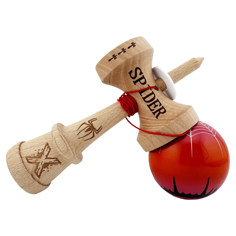 Kendama X Originala , Profesionala, Cupe Mari KING SIZE V3, Super Sticky, Gaura in Baza, Rulment Metalic, din lemn 18 cm, Ata 62/65 cm, - Spider King [4]