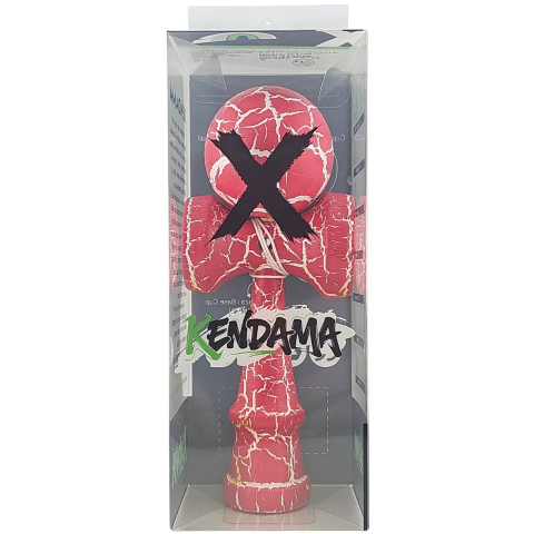 Kendama X Originala, Profesionala, Cracked, din Lemn, 18 cm, Roz Aprins/Alb [4]
