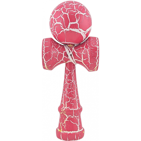Kendama Cracked - Kendama X Originala, Profesionala, Cracked, din Lemn, 18 cm, Roz Aprins/Alb