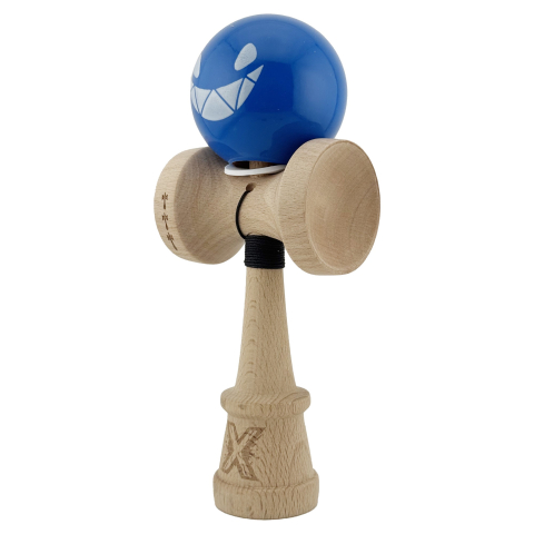 Kendama X Originala, Profesionala, Crazy Smile, Super Sticky cu Cupe Mari KING SIZE V3, Gaura in Baza, Rulment Metalic, din lemn 18 cm, Ata 62/65 cm, Special Albastru [2]