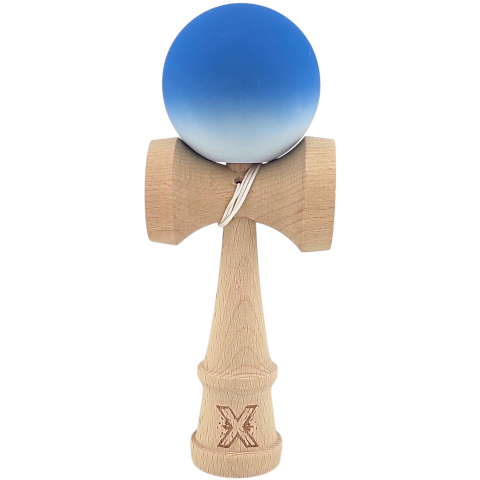 Kendama Rubber Grip - Kendama X Originala, Profesionala, din Lemn, Rubber Grip, 18 cm, Albastru/Alb