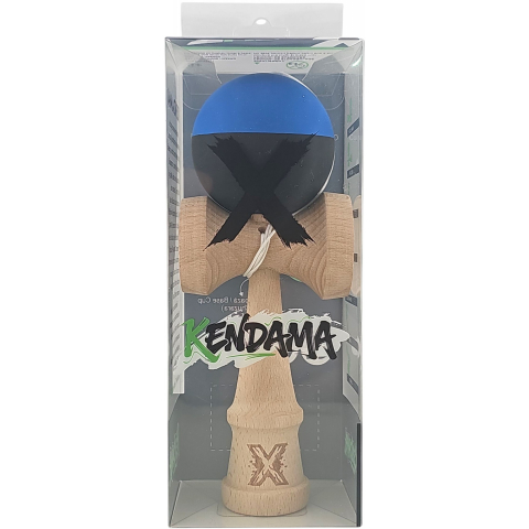 Kendama X Originala, Profesionala, din Lemn, Rubber Grip, 18 cm, Albastru/Negru [4]