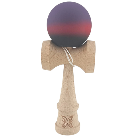 Kendama Rubber Grip - Kendama X Originala, Profesionala, din Lemn, Rubber Grip, 18 cm, Mov/Rosu/Negru