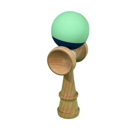 Kendama X Originala, Profesionala, din Lemn, Rubber Grip, 18 cm, Verde deschis/Albastru [1]