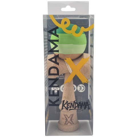 Kendama X Originala, Profesionala, din Lemn, Rubber Grip, 18 cm, Verde in 3 Culori [3]