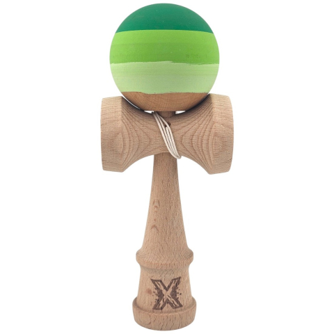 Kendama Rubber Grip - Kendama X Originala, Profesionala, din Lemn, Rubber Grip, 18 cm, Verde in 3 Culori