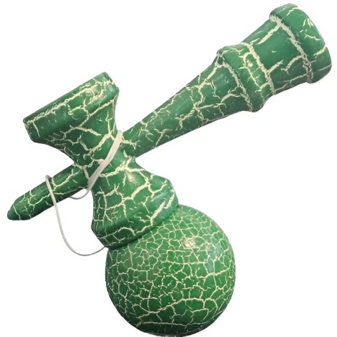 Kendama X Originala, Profesionala, Kendama Cracked, din Lemn, 18 cm, Verde Alb [2]