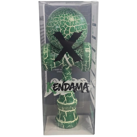 Kendama X Originala, Profesionala, Kendama Cracked, din Lemn, 18 cm, Verde Alb [3]