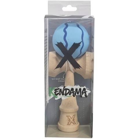 Kendama X Originala, Profesionala, Rubber Grip, din Lemn, 18 cm, Albastru deschis [4]