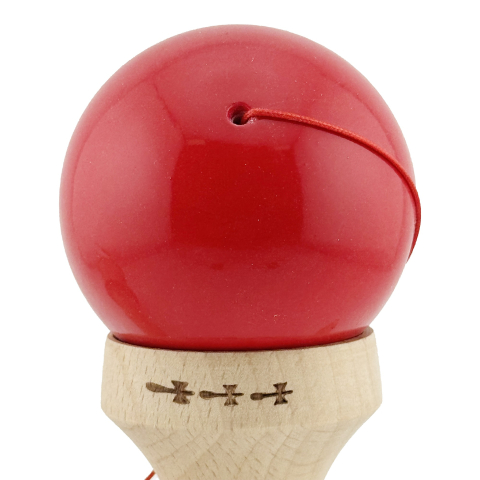 Kendama X Originala, Profesionala, Super Sticky cu Cupe Mari KING SIZE V3, Gaura in Baza, Rulment Metalic, din lemn 18 cm, Ata 62/65 cm, Bicolor Rosu/Alb [9]