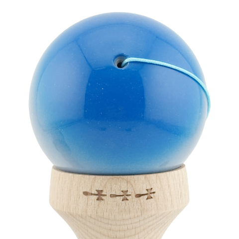 Kendama X Originala, Profesionala, Super Sticky cu Cupe Mari KING SIZE V3, Gaura in Baza, Rulment Metalic, din lemn 18 cm, Ata 62/65 cm, Gradient Albastru/Gri/Bleu [8]