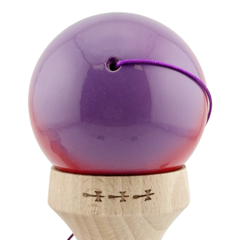Kendama X Originala, Profesionala, Super Sticky cu Cupe Mari KING SIZE V3, Gaura in Baza, Rulment Metalic, din lemn 18 cm, Ata 62/65 cm, Gradient Mov/Rosu/Negru [9]