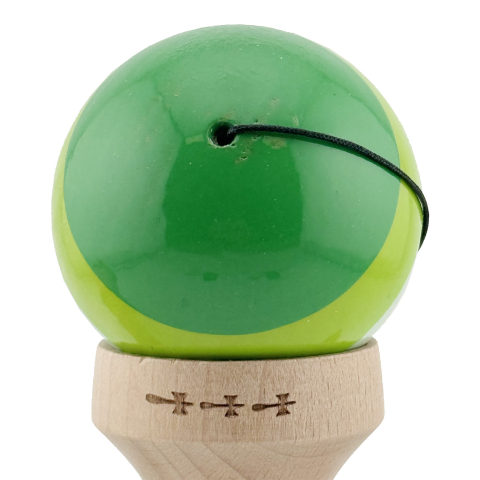 Kendama X Originala, Profesionala, Super Sticky cu Cupe Mari KING SIZE V3, Gaura in Baza, Rulment Metalic, din lemn 18 cm, Ata 62/65 cm, Special Verde degrade [9]
