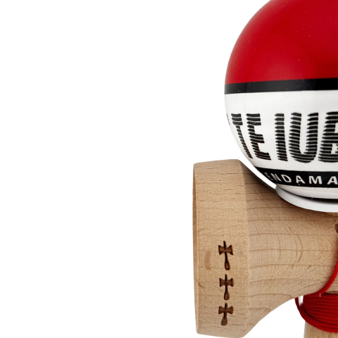 Kendama X TE IUBESC Originala, Profesionala, Flippy, Super Sticky cu Cupe Mari KING SIZE V3, Gaura in Baza, Rulment Metalic, din lemn 18 cm, Ata 62/65 cm, Rosu/Alb [7]