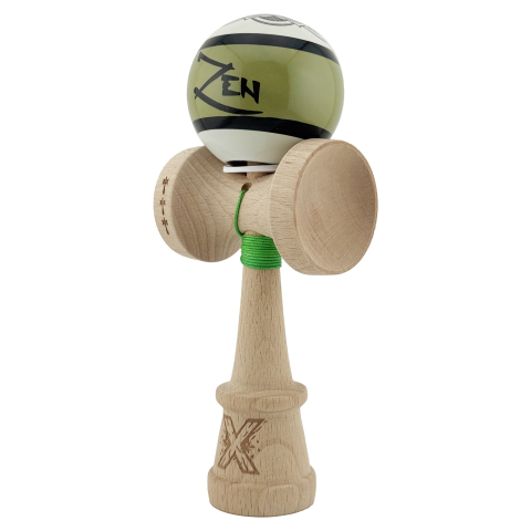 Kendama X Zen Series Originala, Profesionala, Cupe Mari KING SIZE V3, Super Sticky, Gaura in Baza, Rulment Metalic, din lemn 18 cm, Ata 55 cm, Verde [2]