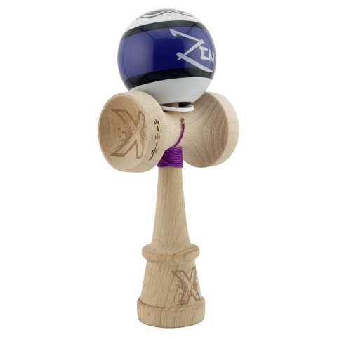 Kendama Zen V3 Cupe Mari - Kendama X Zen Series Originala, Profesionala, Cupe Mari KING SIZE V3, Super Sticky, Gaura in Baza, Rulment Metalic, din lemn 18 cm, Ata 55 cm, Violet