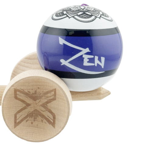 Kendama X Zen Series Originala, Profesionala, Cupe Mari KING SIZE V3, Super Sticky, Gaura in Baza, Rulment Metalic, din lemn 18 cm, Ata 55 cm, Violet [8]