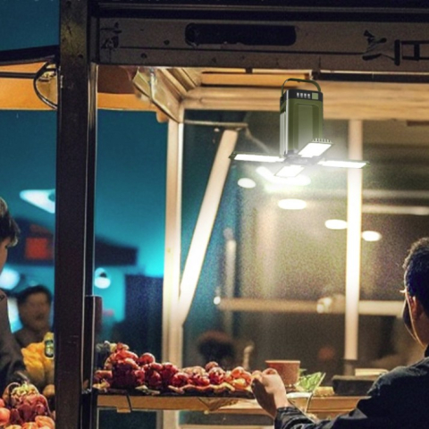 Lampa pentru Camping, Lampa Reincarcabila Solar/Retea, Tip Felinar 4 Laturi si Lanterna in Baza, Impermeabila, 12.5 x 7 x 7 cm, Verde [7]