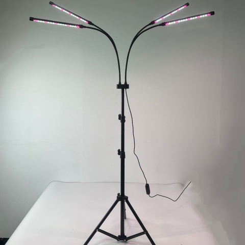 Lampa UV pentru cresterea plantelor, 4 capete, putere 30W, 108 LED-uri Lampa cu lumina Ultra-Violet, Lampa cu Picior Ajustabil pana la 2 m, Lumina UV Alb Rece [1]