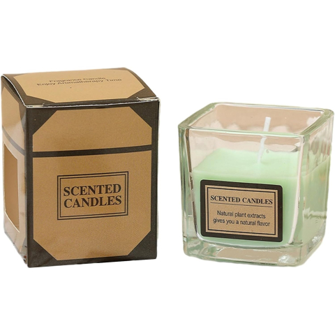 Lumanari - Lumanare Parfumata, Flippy, Model Pahar Transparent, cu Ulei Esential, 4.8 x 5.4 x 5.5 cm, Aroma de Ceai Alb, Verde