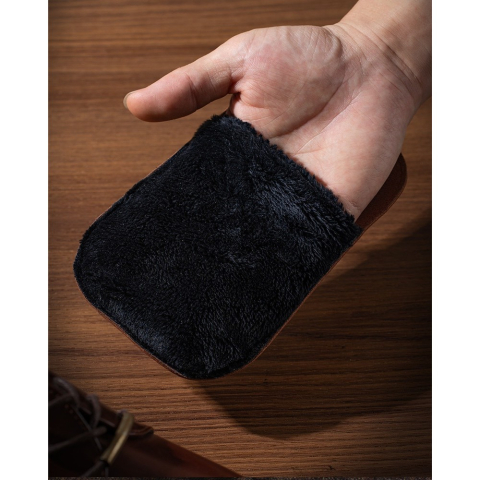 Manusa de Lustruit Pantofii, din PVC, 18.2 x 12 x 10.8 cm, Imitatie de Lana, Maro [4]