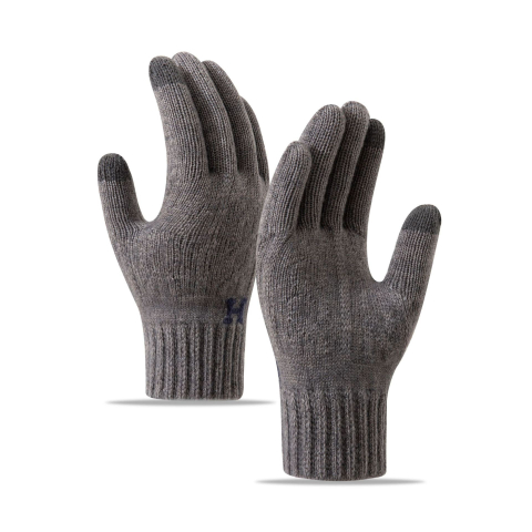 Manusi de Barbat, Model H, Functie Touchscreen (ecran tactil), Material Acril Tricotat, Manseta Elastica, Interior Catifelat, Marime Universala, Gri Inchis [2]