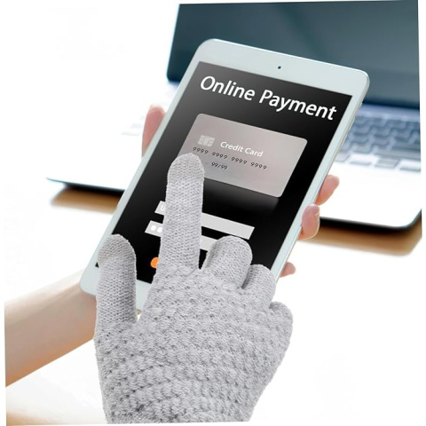 Manusi de Dama, Functie Touchscreen (ecran tactil), Material Acril Tricotat, Manseta Elastica, Interior Catifelat, Marime Universala, Gri [5]