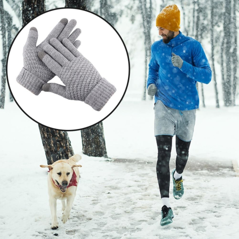 Manusi de Dama, Functie Touchscreen (ecran tactil), Material Acril Tricotat, Manseta Elastica, Interior Catifelat, Marime Universala, Gri [9]