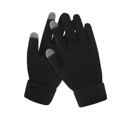 Perne Voiaj, Paturi si Textile - Manusi de Dama, Functie Touchscreen (ecran tactil), Material Acril Tricotat, Manseta Elastica, Interior Catifelat, Marime Universala, Negru