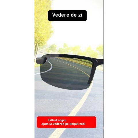 Ochelari de Soare, Flippy, Polarizati, pentru Condus, Ciclism, 400 UV, cu Lentila Neagra pentru Protectie, Rama Neagra, Pc, 14 x 3.7 cm, 15.2 g [1]