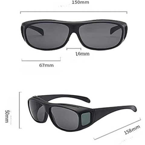 Ochelari de Soare, Flippy, Polarizati, pentru Condus, Ciclism, cu Posibilitatea Purtarii peste Ochelarii de Vedere, 400 UV, cu Lentila Neagra pentru Protectie, Rama Neagra, 15x5 cm [3]