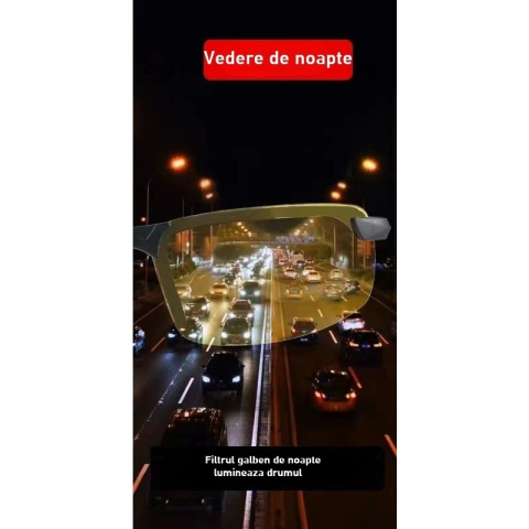 Ochelari pentru Viziune pe Timp de Noapte, Flippy, Polarizati, pentru Condus, Ciclism, cu Lentila Galbena, pentru Protectie, Rama Neagra, Pc, 14 x 3.7 cm, 15.2 g [3]