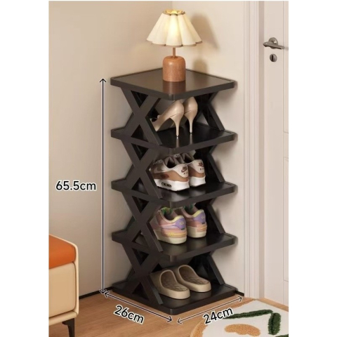 Organizator de Pantofi, 5 Straturi, din ABS, Suport Modular, 65.5 x 24 x 26 cm, Negru [1]