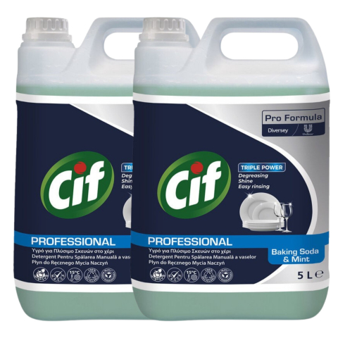 Produse Curatenie - Pachet CIF Professional Baking Soda&amp;Mint - Detergent Universal de Spalat Vase Manual, Parfum de Menta 2x5 L