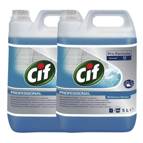 Produse Curatenie - Pachet CIF Professional Brilliance Ocean - Detergent Universal pentru Suprafete 2×5 L